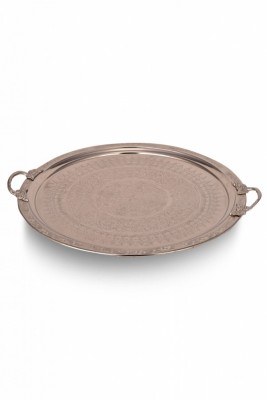 Bakır İşlemeli Tepsi - 38 cm-5841 