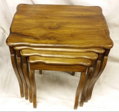 Walnut Carved Coffee Table 4 Set 